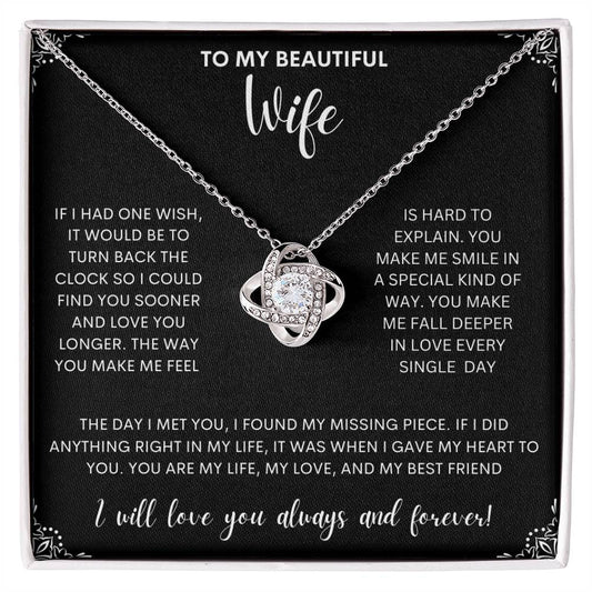 To My Beautiful Wife - One Wish (Love Knot Necklace)