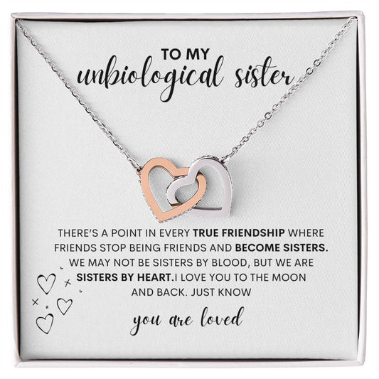 To My Unbiological Sister - You Are Loved (Interlocking Hearts Necklace)