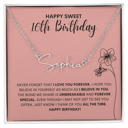 Happy Sweet 16th Birthday - Personalized Name Necklace